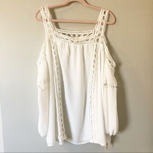 Style & Co. Winter White Cold Shoulder Blouse